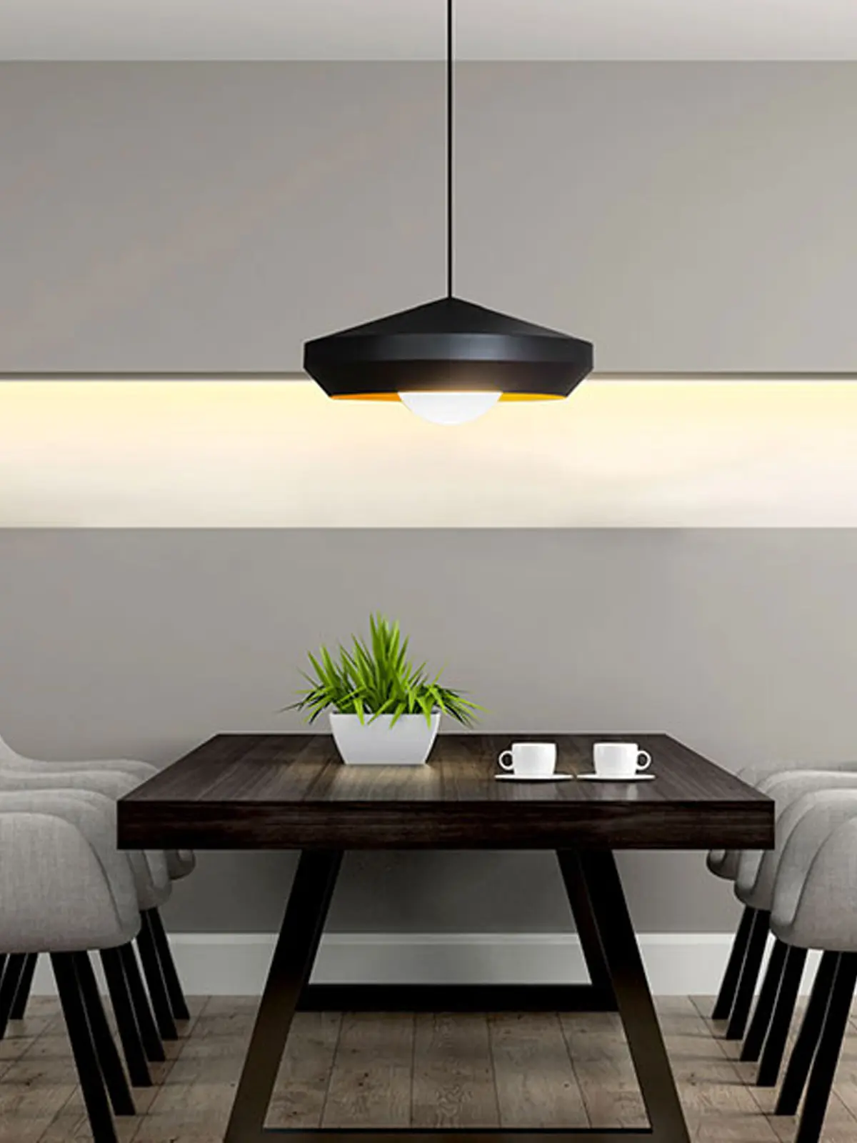 schwarze Lampe über Tisch Innermost DesignOrt Blog: Designer im Portrait James Bartlett Hoxton Innermost Lampe Leuchte Pendelleuchte Hängelampe Designort