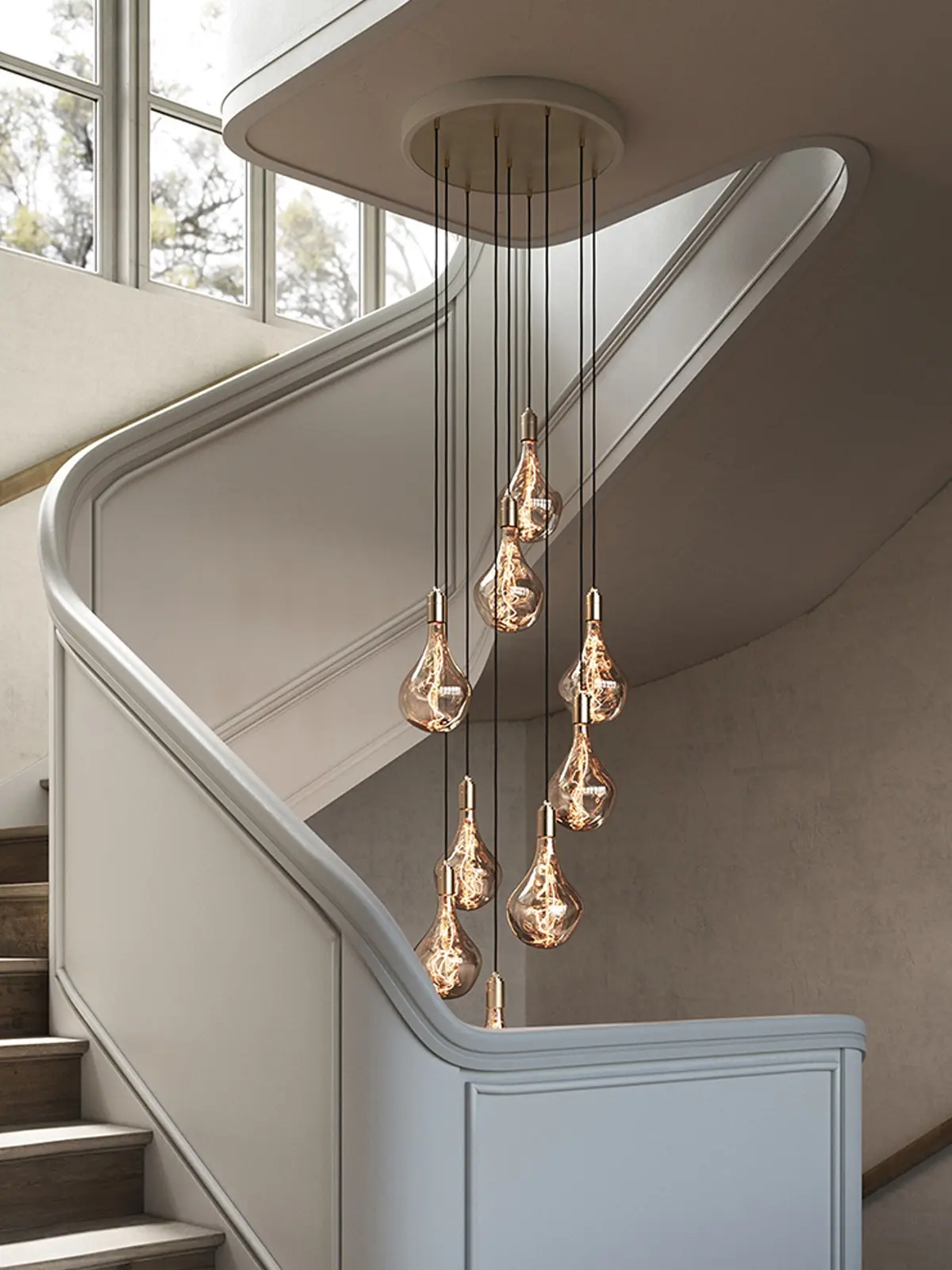 Statement Beleuchtung für den Flur im Lampenblog: Nine Pendant Large Canopy Tala Cluster neunflammige Pendelleuchte DesignOrt Lampen Onlineshop Berlin