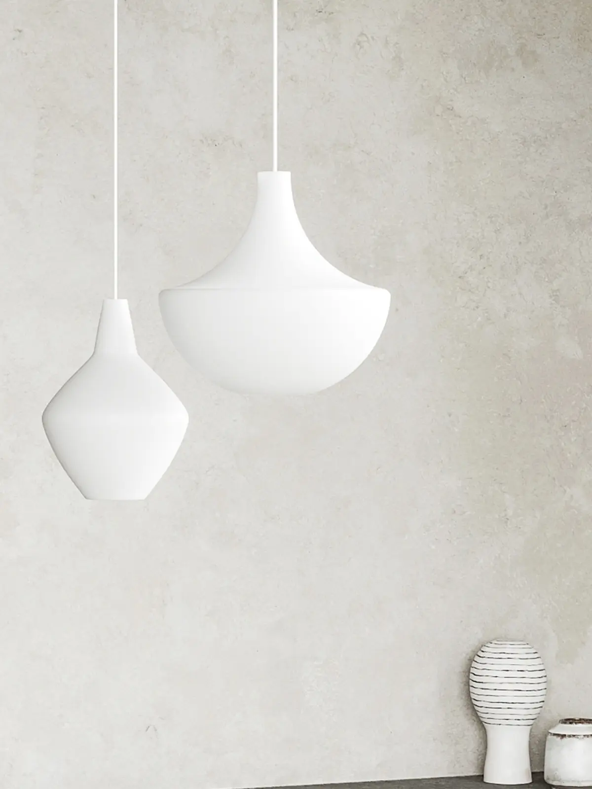 zwei Pendel Leuchten Milchglas DesignOrt Lampenblog: Kultleuchten Sipuli und Belle von Lisa Johansson-Pape für Orno - heute bei Innolux - finnisches Design