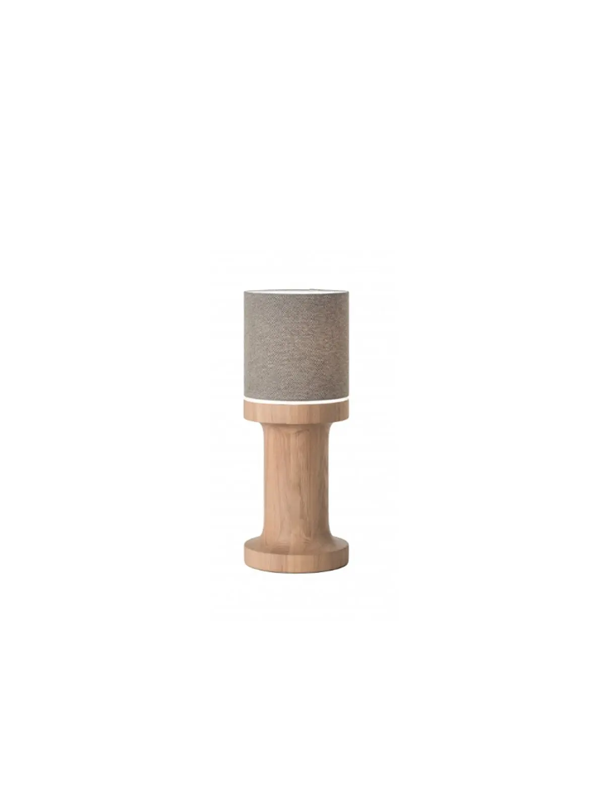 Designerleuchte Domus Tintin Lampe Eichenholz Textilschirm