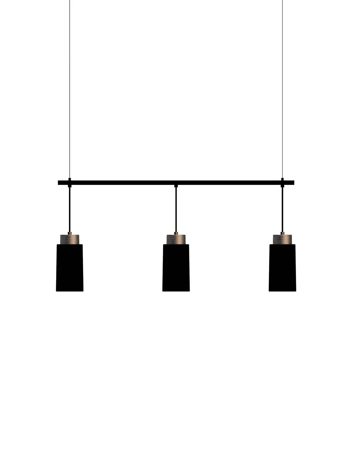 Lange Pendelleuchte mit drei Lampenschirmen Herstal Edge Trio