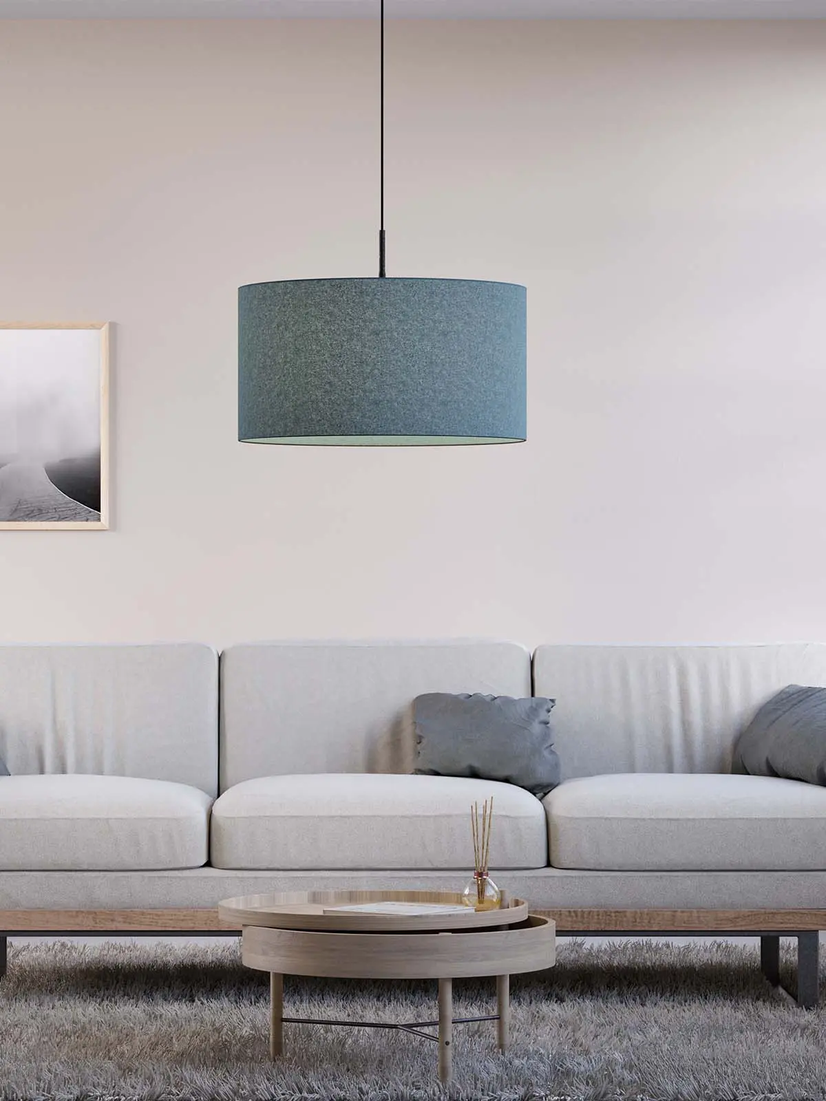 Lampenblog: große Hängelampe Textilschirm skandinavische Design Lampe