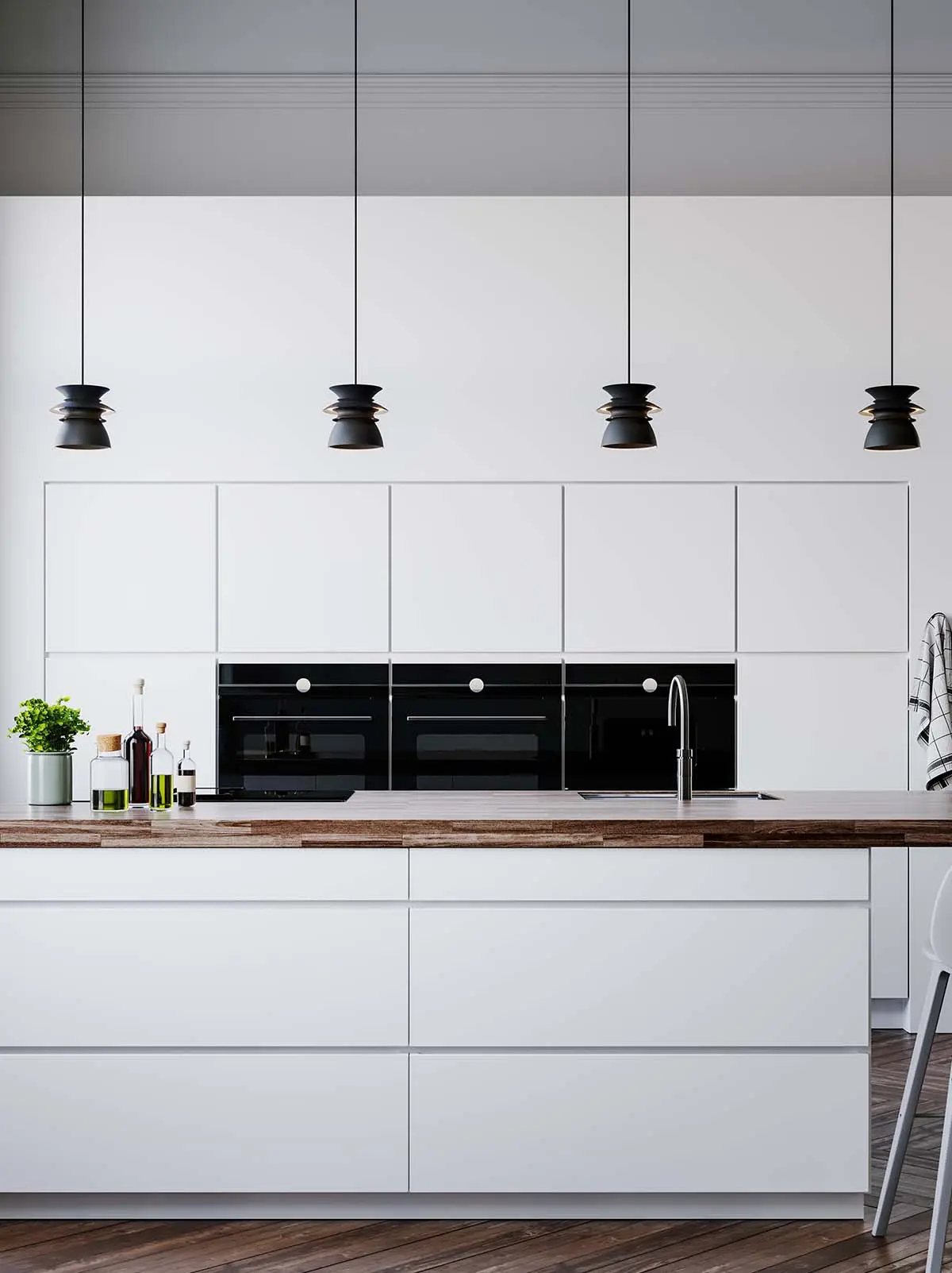 Kleine Designerlampen Belid Diablo Cafe über Tresen Küche