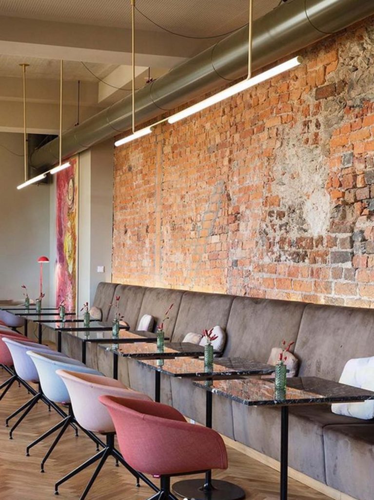 moderne Restaurant Beleuchtung waagerecht Ambrosia horizontale Lampe Marset