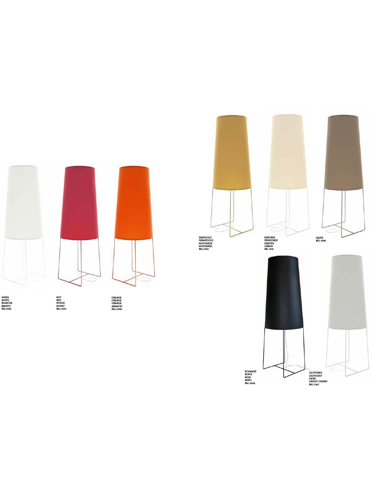 breite Stehleuchte Fat Sophie farbiges Textil Designerleuchte frauMaier