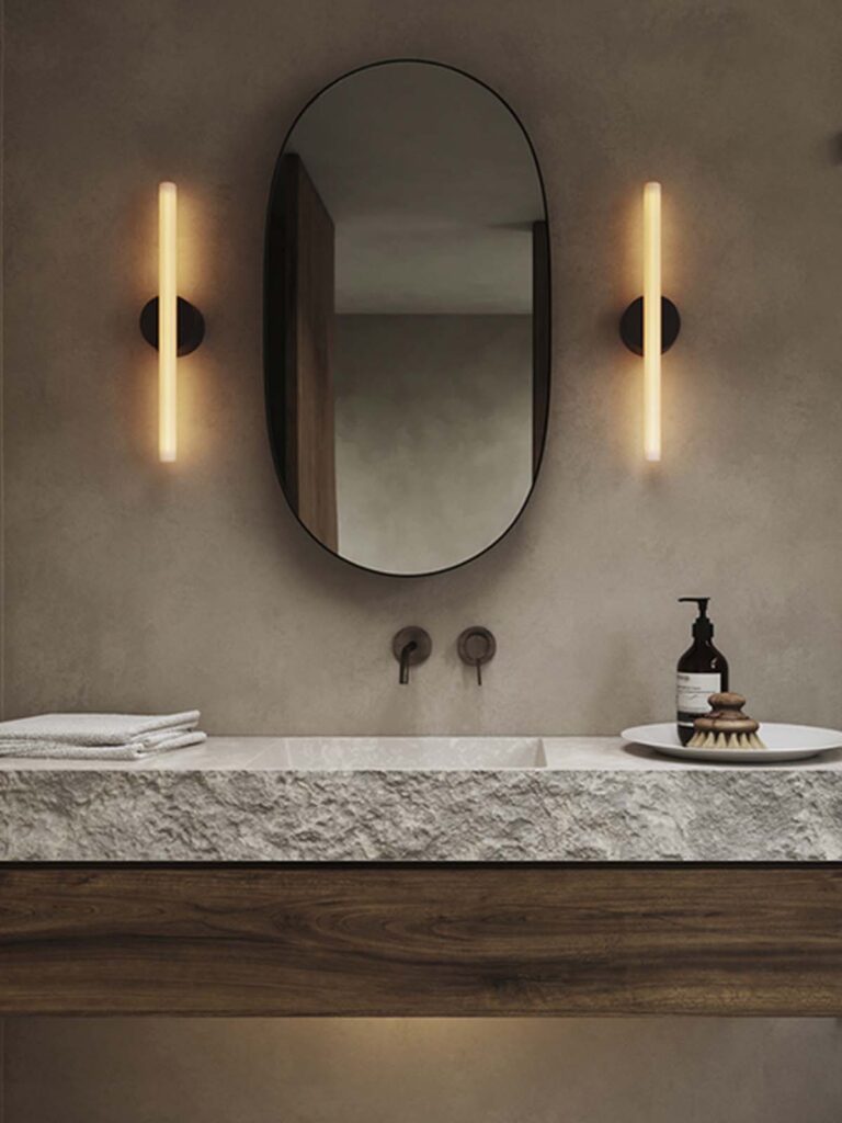 schmale längliche Wandlampe Badezimmer Kilter Glühbirne Tala Designort Onlineshop Beleuchtung
