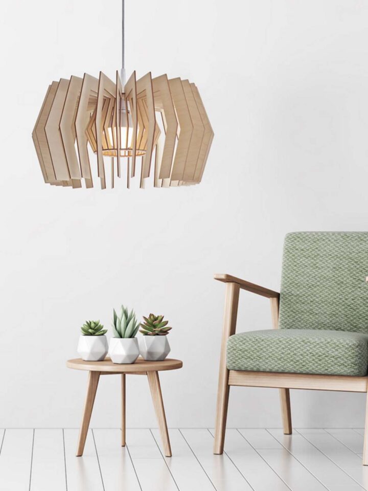 grafische Holzlampe aus Lamellen ausgefallene Beleuchtung Equi Lampe online kaufen DesignOrt
