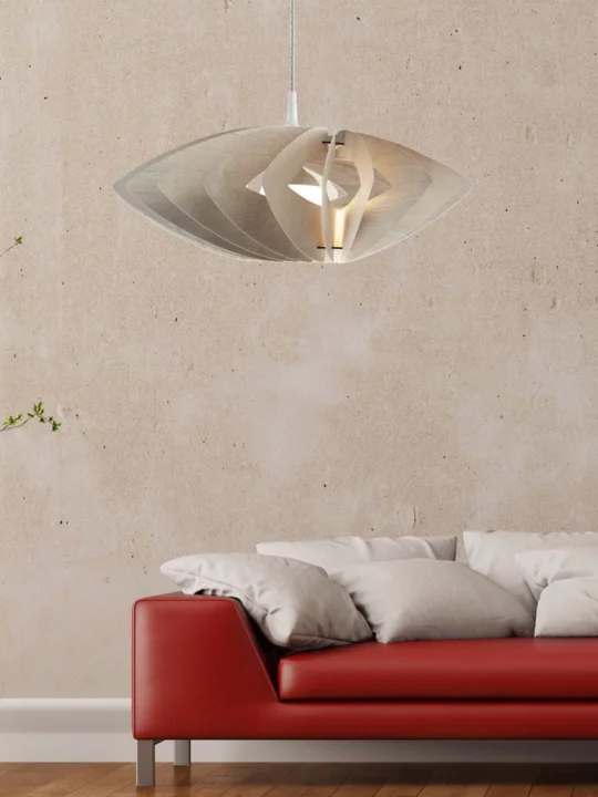 Holzleuchte aus Birken Lamellen nachhaltige Beleuchtung Woolights Margarita