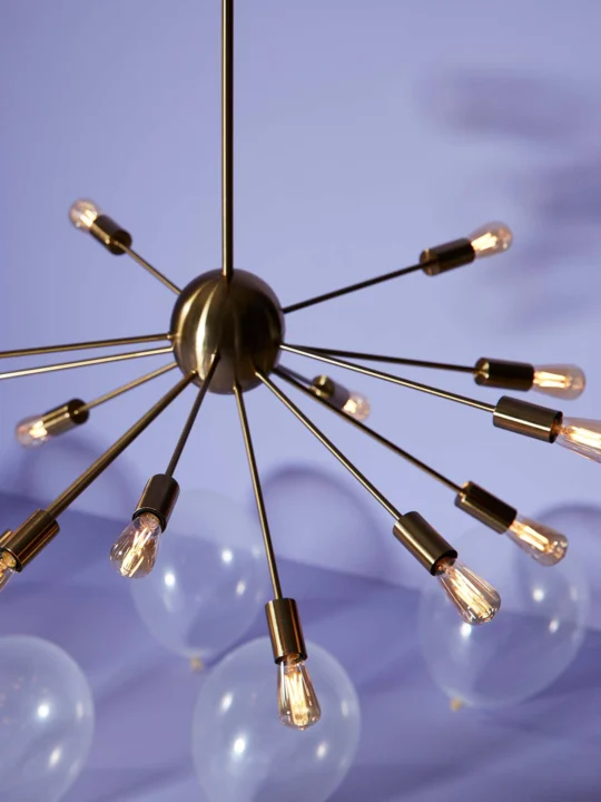 Space Age Lampe Kugel in der Mitte mit 15 Fassungen MIR von Herstal DK