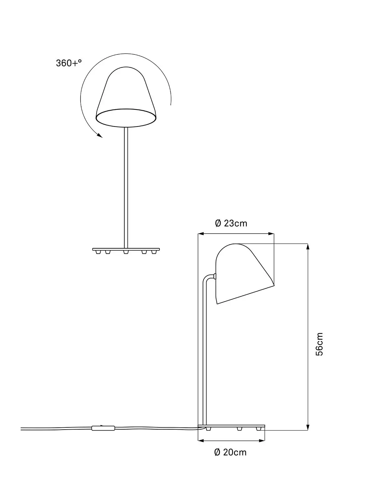 Maaße Tilt Table Tischlampe von NYTA
