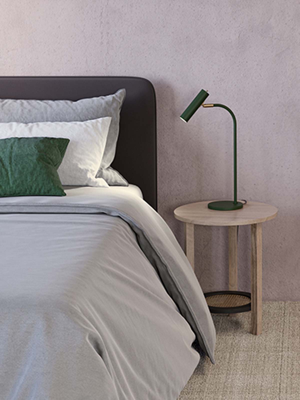 Schlafzimmer Beleuchtung mit der Slender Leseleuchte als Leselicht am Bett