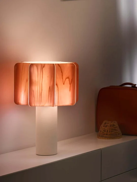 romantische Tischleuchte Holz Furnier Kactus Table Tischlampe LZF Lamps