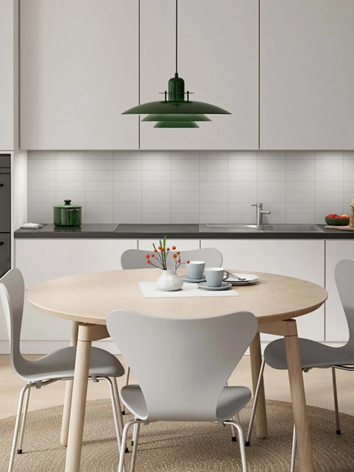 klassische skandinavische Hängelampe Küche Primus von Belid in Grün DesignOrt Onlineshop