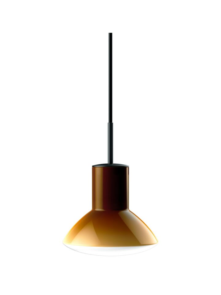 GRUPA Onda Pendelleuchte Ocker, handgefertigte Designleuchte aus mundgeblasenem Opal-Glas