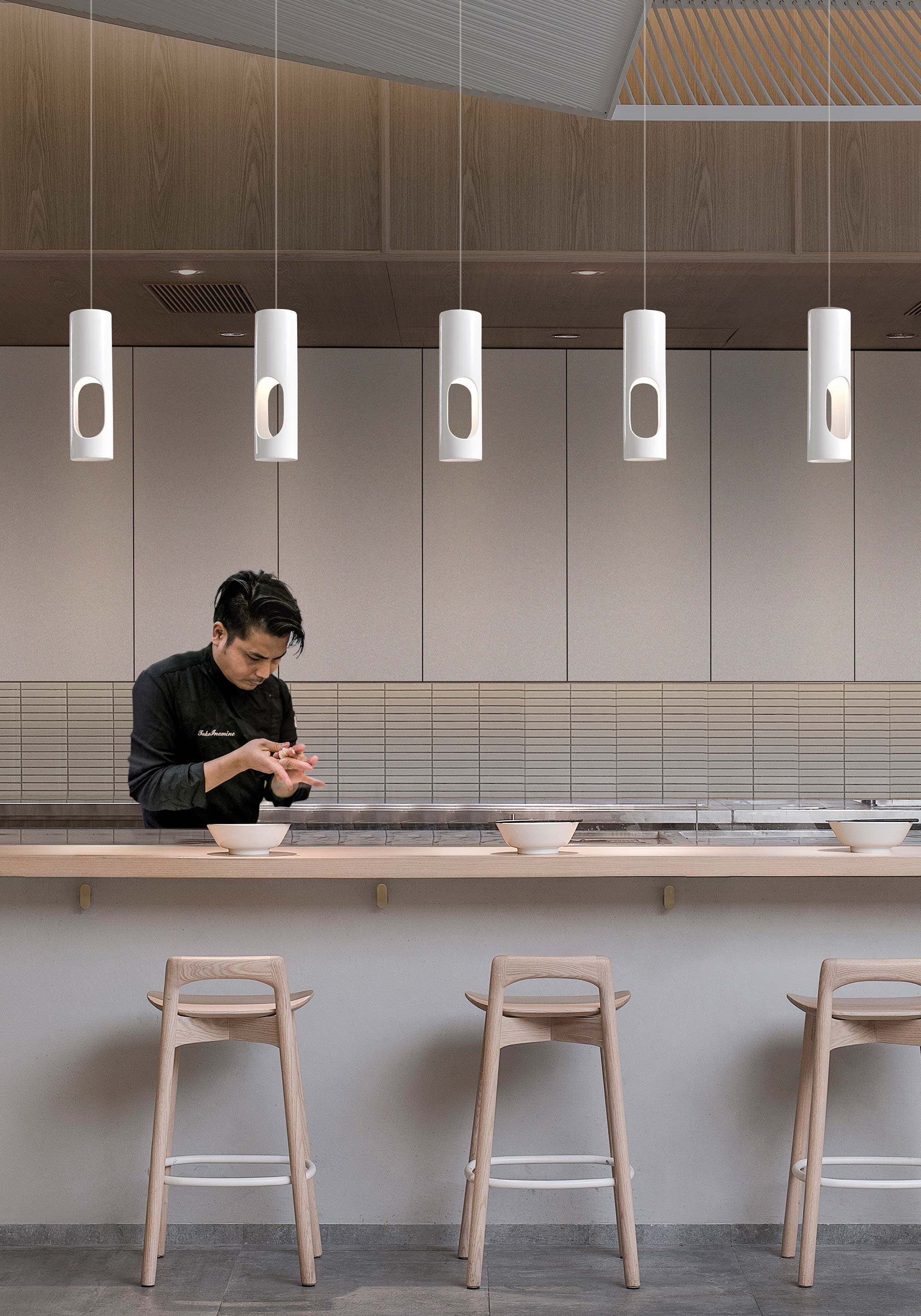 LZF Lamps Neuheiten Pipe Keramik Pendelleuchte Restaurant Bar
